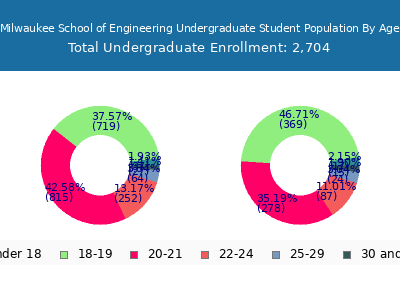 Milwaukee School of Engineering 2025 Undergraduate Enrollment Age Diversity Pie chart