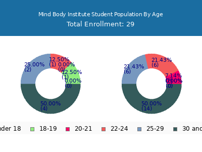 Mind Body Institute 2024 Student Population Age Diversity Pie chart