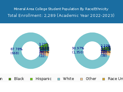 Mineral Area College 2023 Student Population by Gender and Race chart