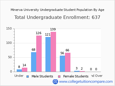 Minerva University 2024 Undergraduate Enrollment by Age chart