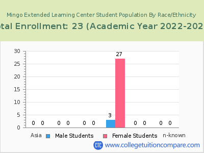 Mingo Extended Learning Center 2023 Student Population by Gender and Race chart