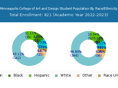 Minneapolis College of Art and Design 2023 Student Population by Gender and Race chart