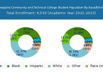 Minneapolis Community and Technical College 2023 Student Population by Gender and Race chart