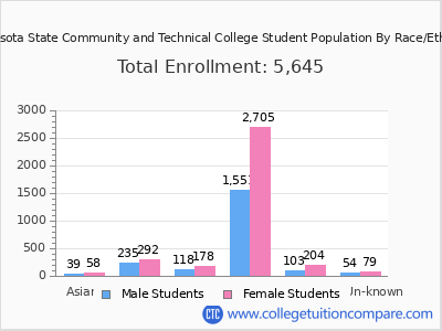 Minnesota State Community and Technical College 2025 Student Population by Gender and Race chart