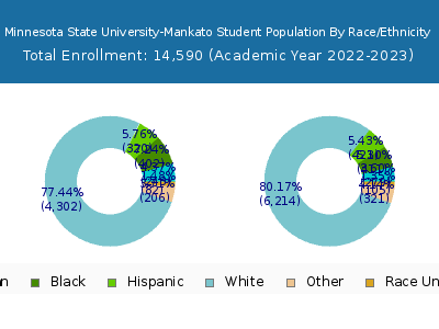 Minnesota State University-Mankato 2023 Student Population by Gender and Race chart