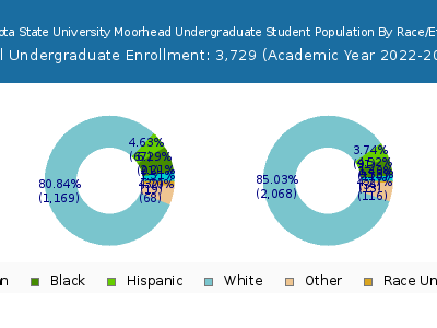 Minnesota State University Moorhead 2023 Undergraduate Enrollment by Gender and Race chart