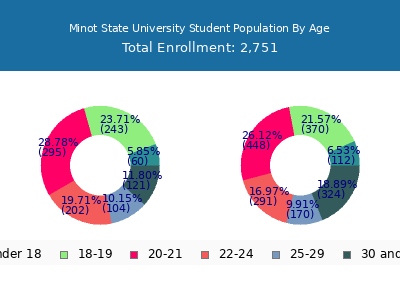 Minot State University 2024 Student Population Age Diversity Pie chart