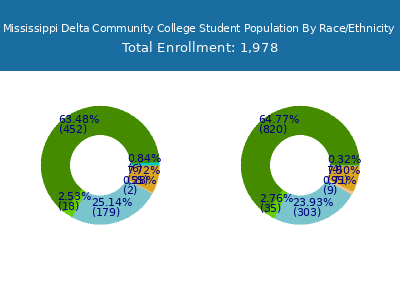 Mississippi Delta Community College 2025 Student Population by Gender and Race chart