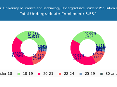 Missouri University of Science and Technology 2025 Undergraduate Enrollment Age Diversity Pie chart