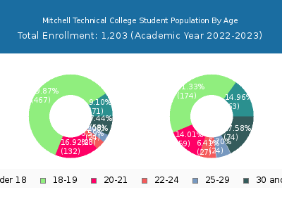 Mitchell Technical College 2023 Student Population Age Diversity Pie chart