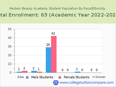 Modern Beauty Academy 2023 Student Population by Gender and Race chart