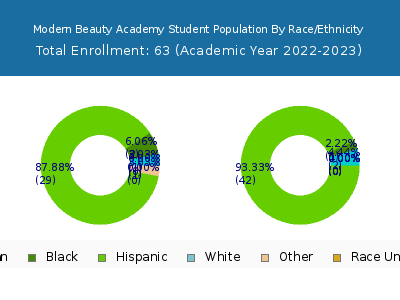 Modern Beauty Academy 2023 Student Population by Gender and Race chart