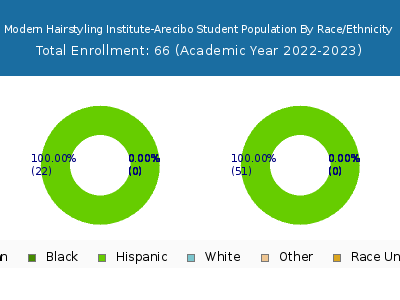Modern Hairstyling Institute-Arecibo 2023 Student Population by Gender and Race chart