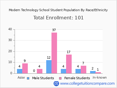 Modern Technology School 2025 Student Population by Gender and Race chart