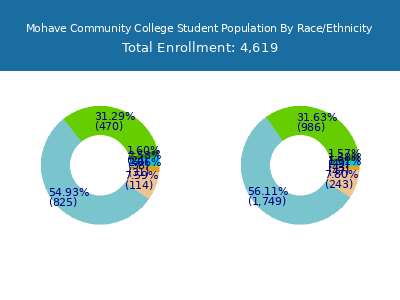 Mohave Community College 2025 Student Population by Gender and Race chart
