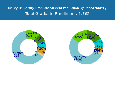 Molloy University 2025 Graduate Enrollment by Gender and Race chart
