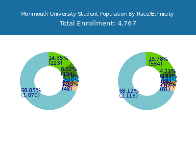 Monmouth University 2025 Student Population by Gender and Race chart