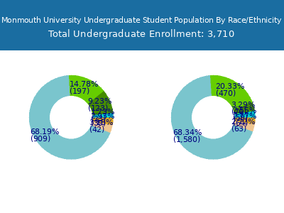 Monmouth University 2025 Undergraduate Enrollment by Gender and Race chart