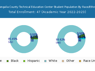 Monongalia County Technical Education Center 2023 Student Population by Gender and Race chart
