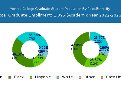 Monroe College 2023 Graduate Enrollment by Gender and Race chart
