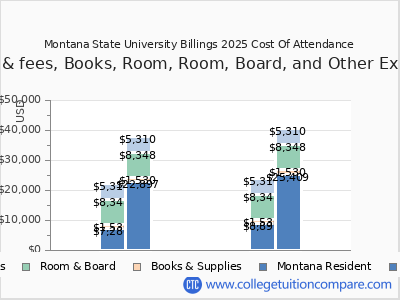 Montana State University Billings 2025 COA (cost of attendance) chart