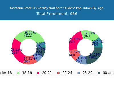 Montana State University-Northern 2024 Student Population Age Diversity Pie chart