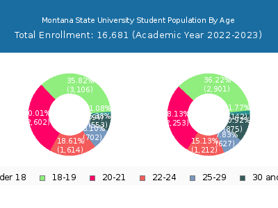 Montana State University 2023 Student Population Age Diversity Pie chart