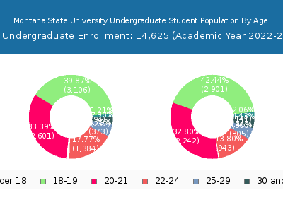 Montana State University 2023 Undergraduate Enrollment Age Diversity Pie chart