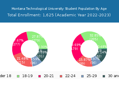 Montana Technological University 2023 Student Population Age Diversity Pie chart