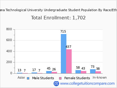 Montana Technological University 2025 Undergraduate Enrollment by Gender and Race chart