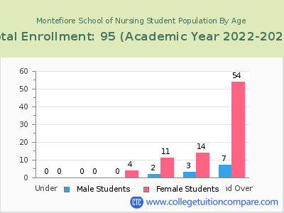 Montefiore School of Nursing 2023 Student Population by Age chart