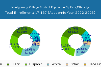 Montgomery College 2023 Student Population by Gender and Race chart