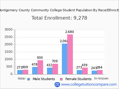 Montgomery County Community College 2025 Student Population by Gender and Race chart