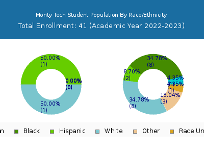 Monty Tech 2023 Student Population by Gender and Race chart