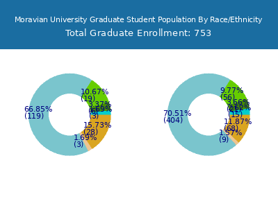 Moravian University 2025 Graduate Enrollment by Gender and Race chart