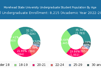 Morehead State University 2023 Undergraduate Enrollment Age Diversity Pie chart