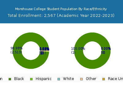 Morehouse College 2023 Student Population by Gender and Race chart