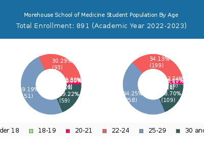 Morehouse School of Medicine 2023 Student Population Age Diversity Pie chart