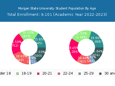 Morgan State University 2023 Student Population Age Diversity Pie chart