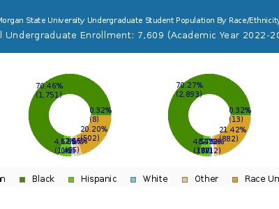 Morgan State University 2023 Undergraduate Enrollment by Gender and Race chart