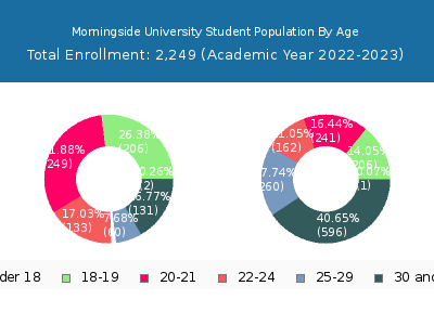 Morningside University 2023 Student Population Age Diversity Pie chart