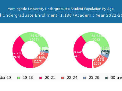 Morningside University 2023 Undergraduate Enrollment Age Diversity Pie chart