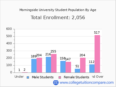 Morningside University 2025 Student Population by Age chart