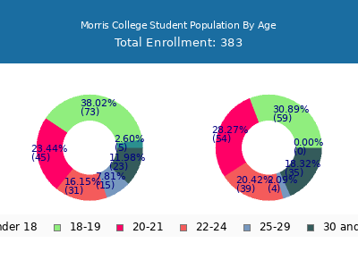 Morris College 2025 Student Population Age Diversity Pie chart