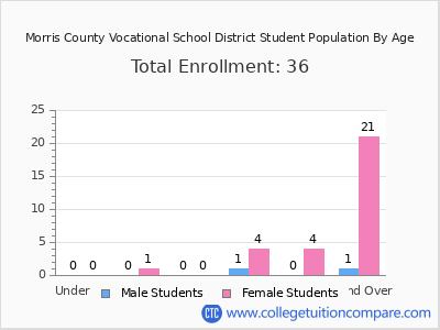 Morris County Vocational School District 2024 Student Population by Age chart
