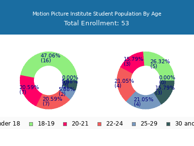 Motion Picture Institute 2025 Student Population Age Diversity Pie chart