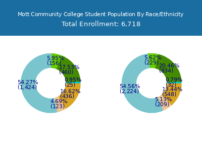 Mott Community College 2025 Student Population by Gender and Race chart