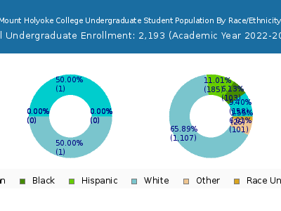 Mount Holyoke College 2023 Undergraduate Enrollment by Gender and Race chart