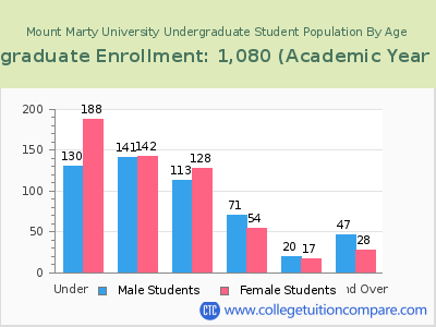 Mount Marty University 2023 Undergraduate Enrollment by Age chart