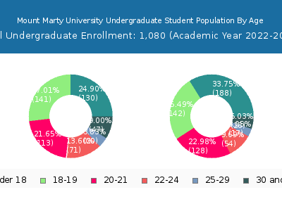 Mount Marty University 2023 Undergraduate Enrollment Age Diversity Pie chart